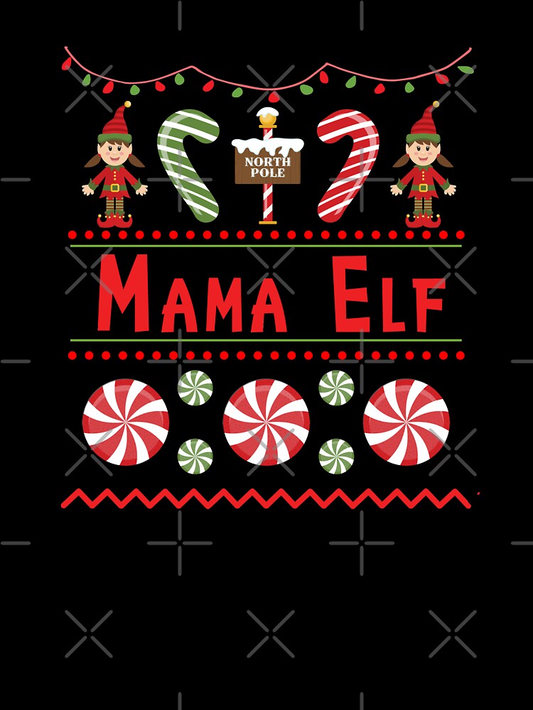 Mama Elf Ugly Sweater Christmas Elf Design by SpiritWestDesig