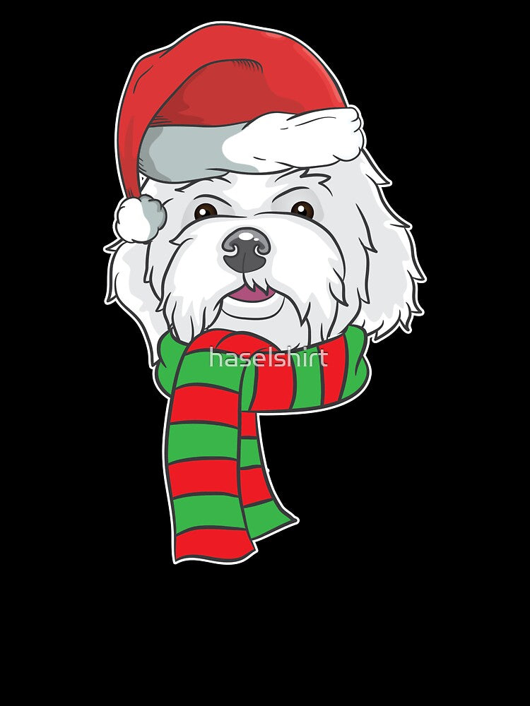Funny Christmas Dog Xmas Santa  Maltese Dog Holiday Gift by haselshirt