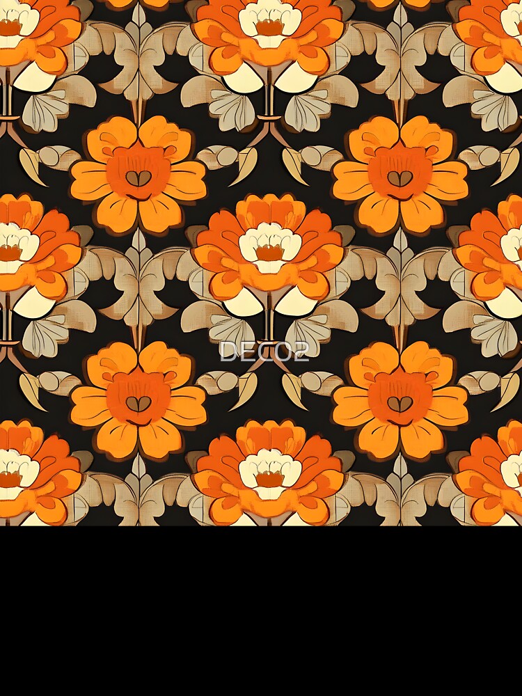 Boho Retro 1960's Hippie Orange Flower Art Designs by DEC02