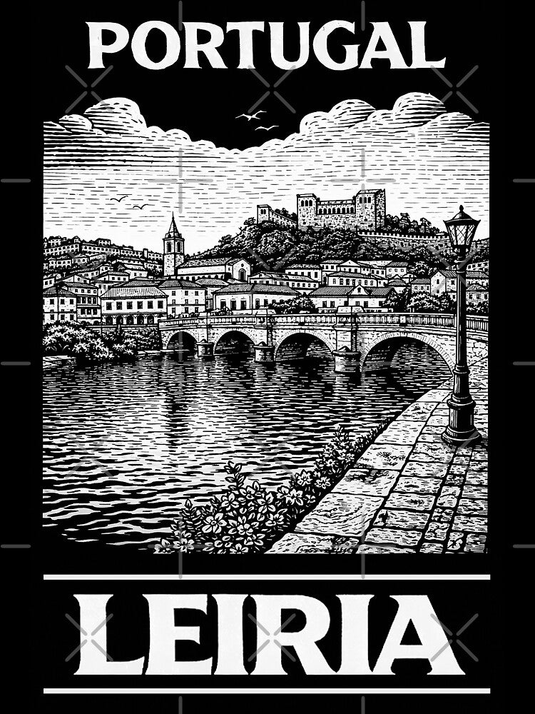 Leiria Portugal Linocut Style by Thistle-TShop