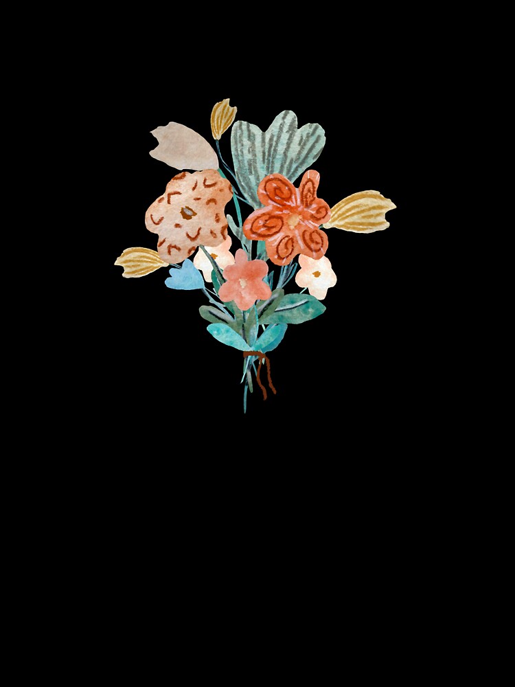 Bouquet flower texture colored sketch a watercolor black by Yana Mustafina | Boho Soulful Designs