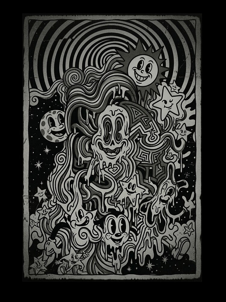 psychedelic cartoon by elissiaval
