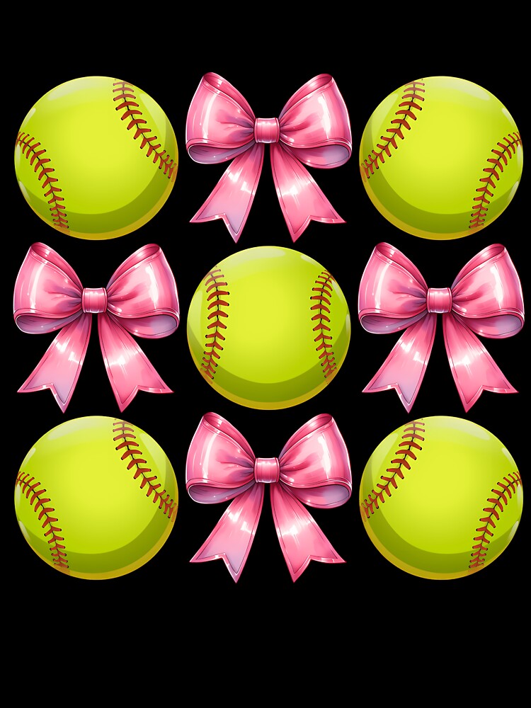 Coquette Bow Softball Player Mothers Day Pink Ribbon Mom Long Sleeve by facegm