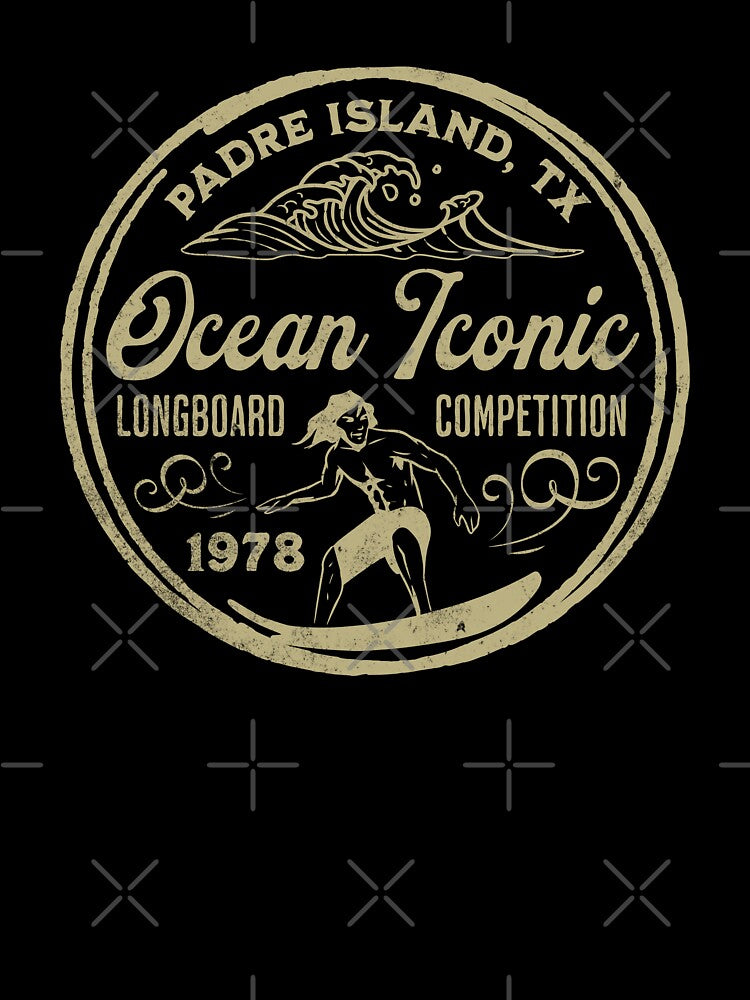 Retro Surfing, Padre Island Longboard Surfing Competition Design by OceanIconic