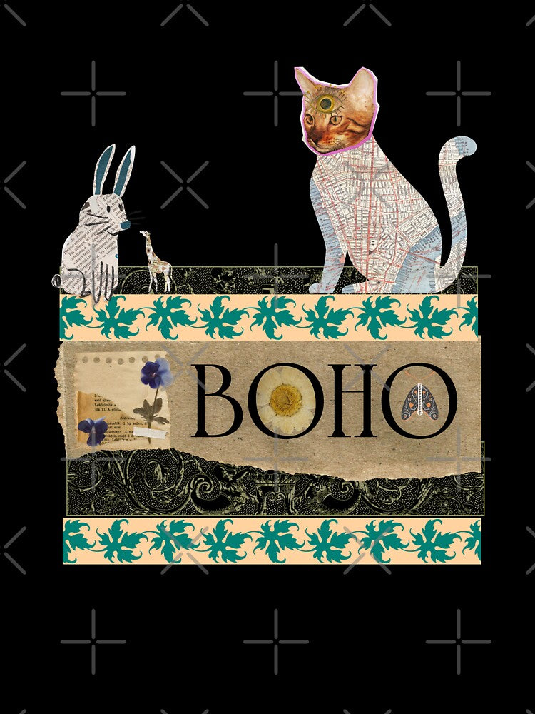 Elegant Boho Animal Collage T-Shirt - BOHO by GorinART