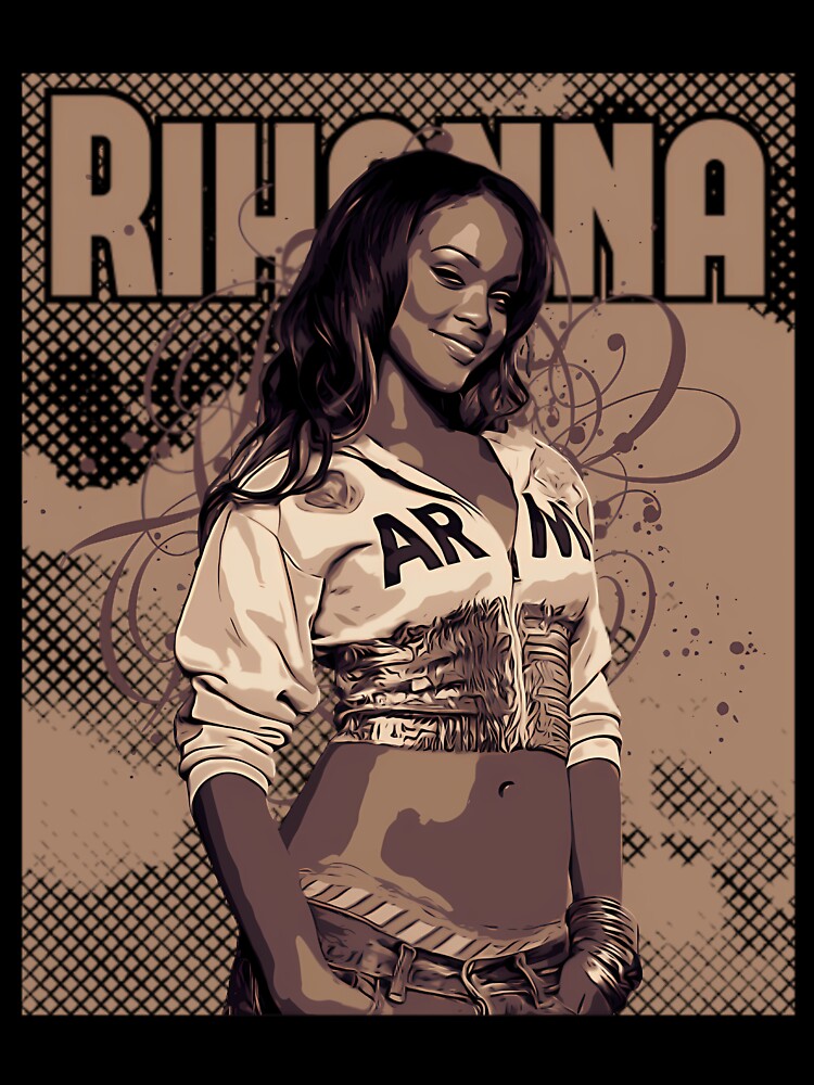 Rihanna  Brown Vintage Poster   Washed 90'S Hip Hop Rap Tour T Shirt Singer Casual Tee Halloween Short Sleeve by poonaja002