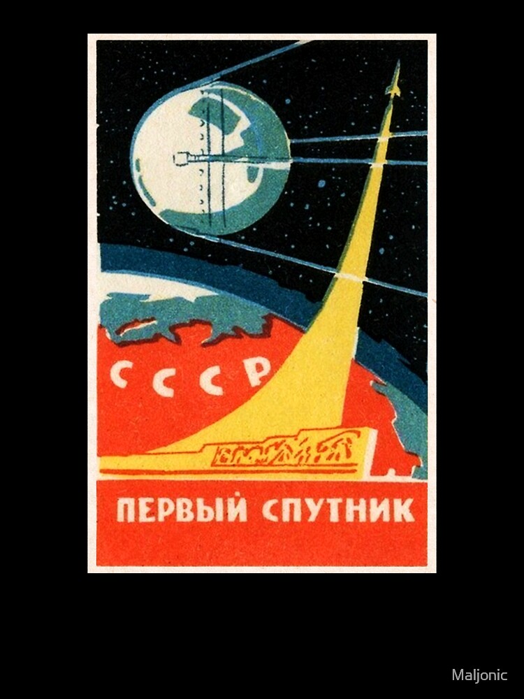 Sputnik First Satellite Soviet Space Race Art by Maljonic