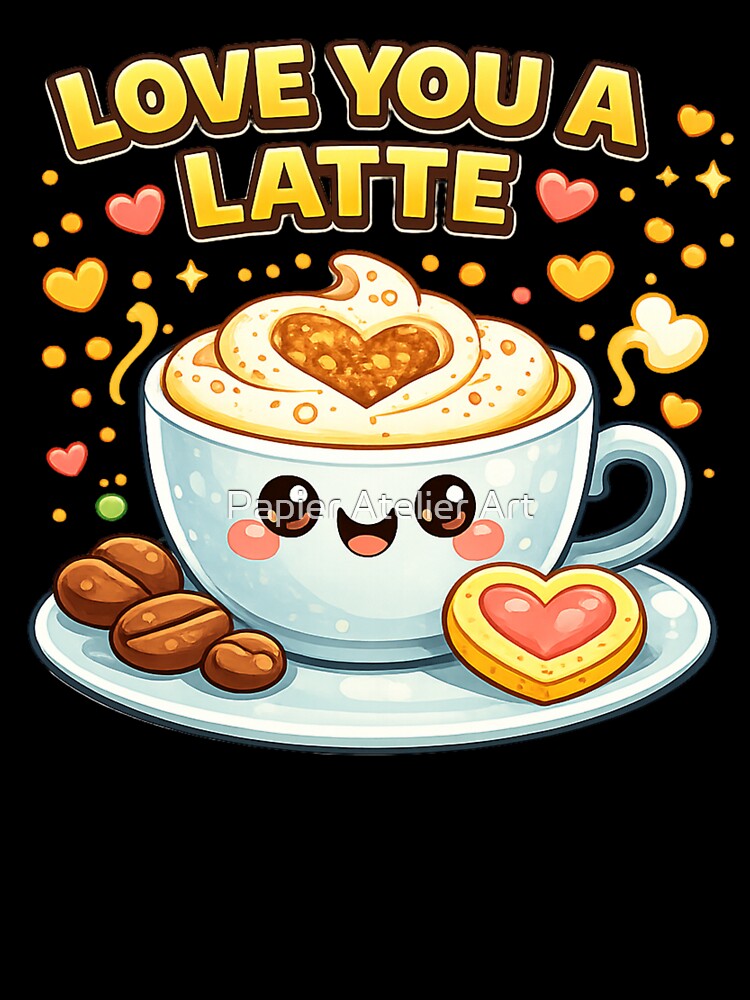 Love You A Latte Cute Coffee Pun by Papier Atelier Art