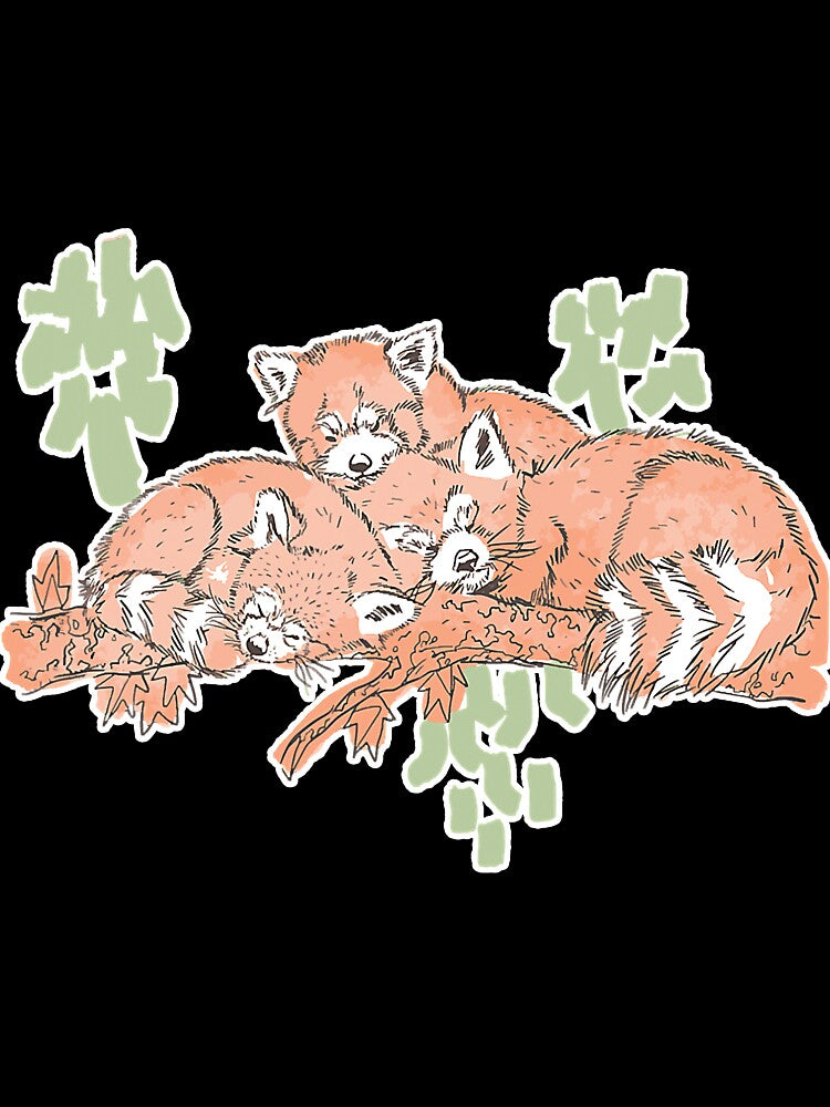 Red Panda Watercolor Sleeping Lazy Red by SkyCloudBlue