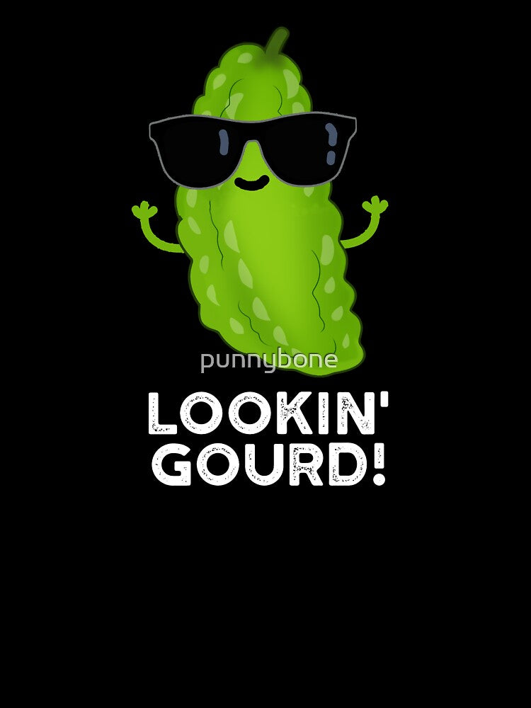 Looking Gourd Funny Cool Veggie Pun (Dark BG) by punnybone