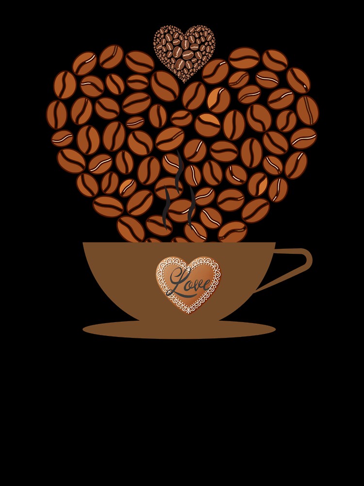 Coffee Love - Heart Made of Coffee Beans Cozy Coffee Art. by LunaPrintCo