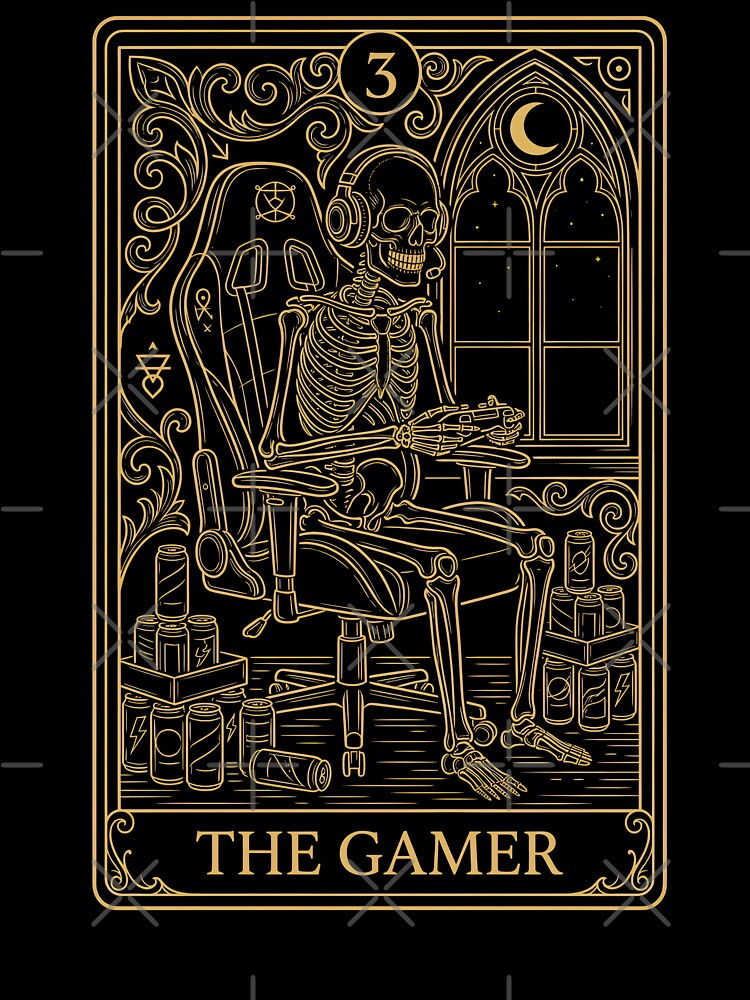 The Gamer Tarot Card Shirt Funny Skeleton Gamer Gift Gothic Gaming Tee by UnivStore