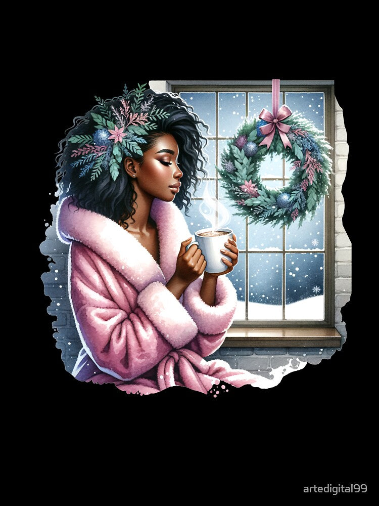 African American Christmas Graphic – Watercolor Holiday Art by artedigital99