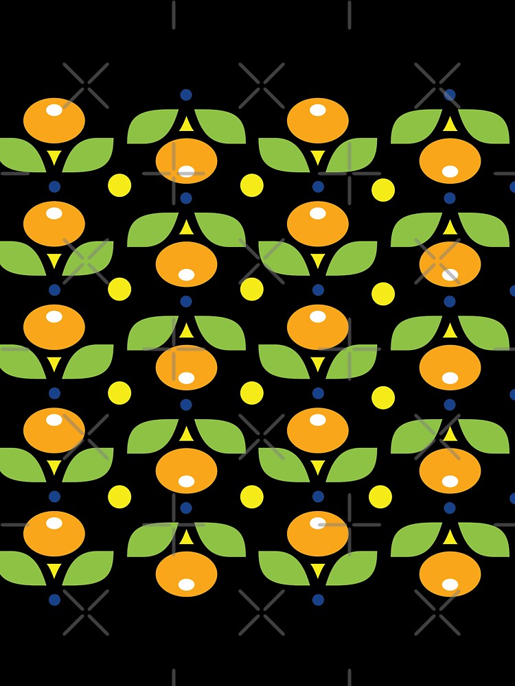 Retro Round Orange Flower Pattern by kjeppson