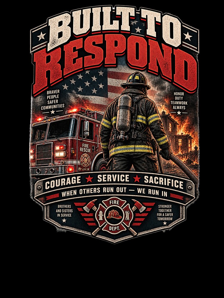 Built to Respond - Vintage Firefighter Americana T-Shirt by DomKo10
