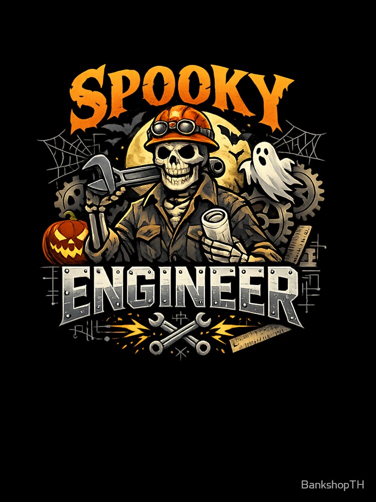 Spooky Engineer Halloween Skeleton Engineer Funny Halloween Shirt by BankshopTH