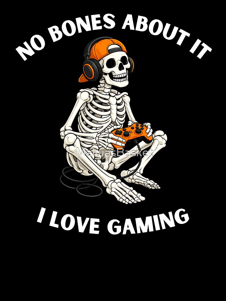 Skeleton Playing Games, Funny Halloween Skeleton Shirt by MalwasBasket