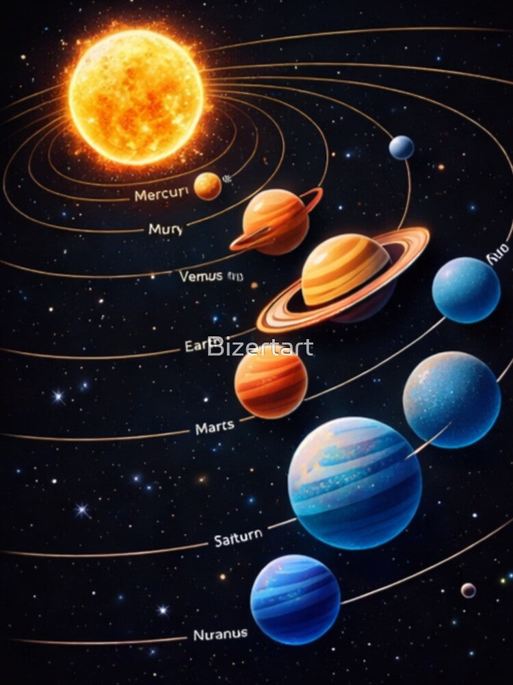 Solar System Minimal Space Art by Bizertart