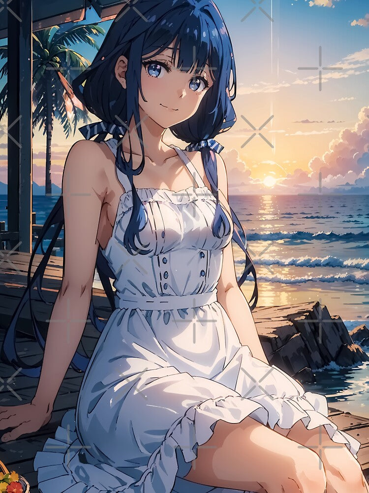 Aki Adagaki White Dress Sunset Masamune kun Revenge Anime by TorbenKuhano