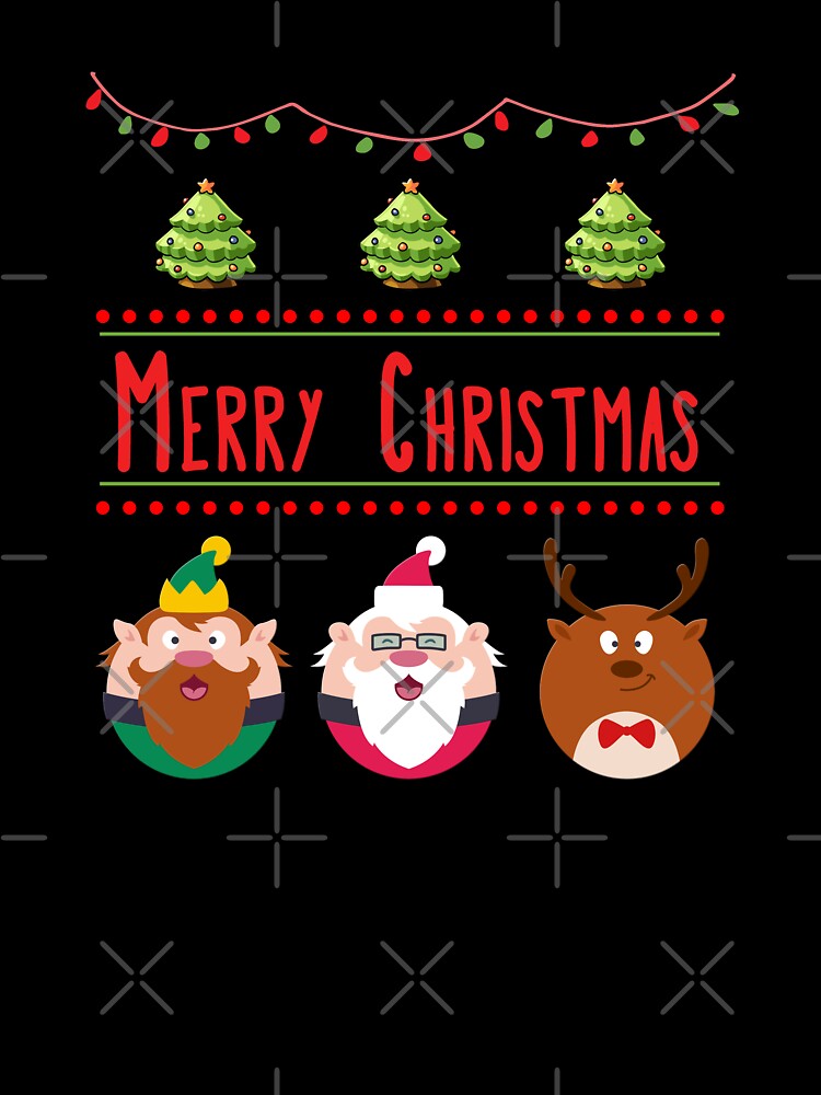 Merry Christmas Ugly Sweater Christmas Elf Santa Reindeer Design by SpiritWestDesig