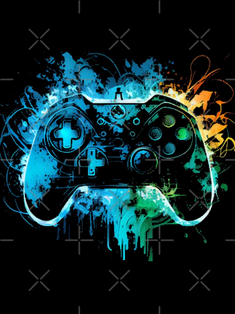 Neon Gaming Controller Splash Art Design by Daisy Doodles