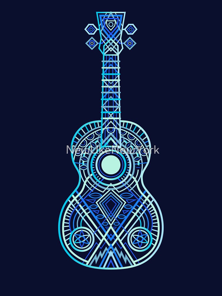 NO TEXT 2023 String Theory 1: Bright Blues (recommended: print on dark) - 100 Days of Ukulele by NewUkeNewYork