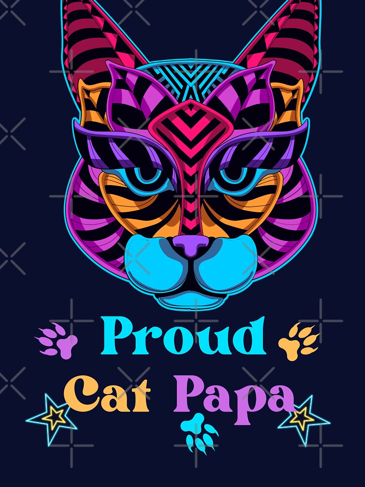 Proud Cat Papa Illustrated Digital Design by mangaworldart