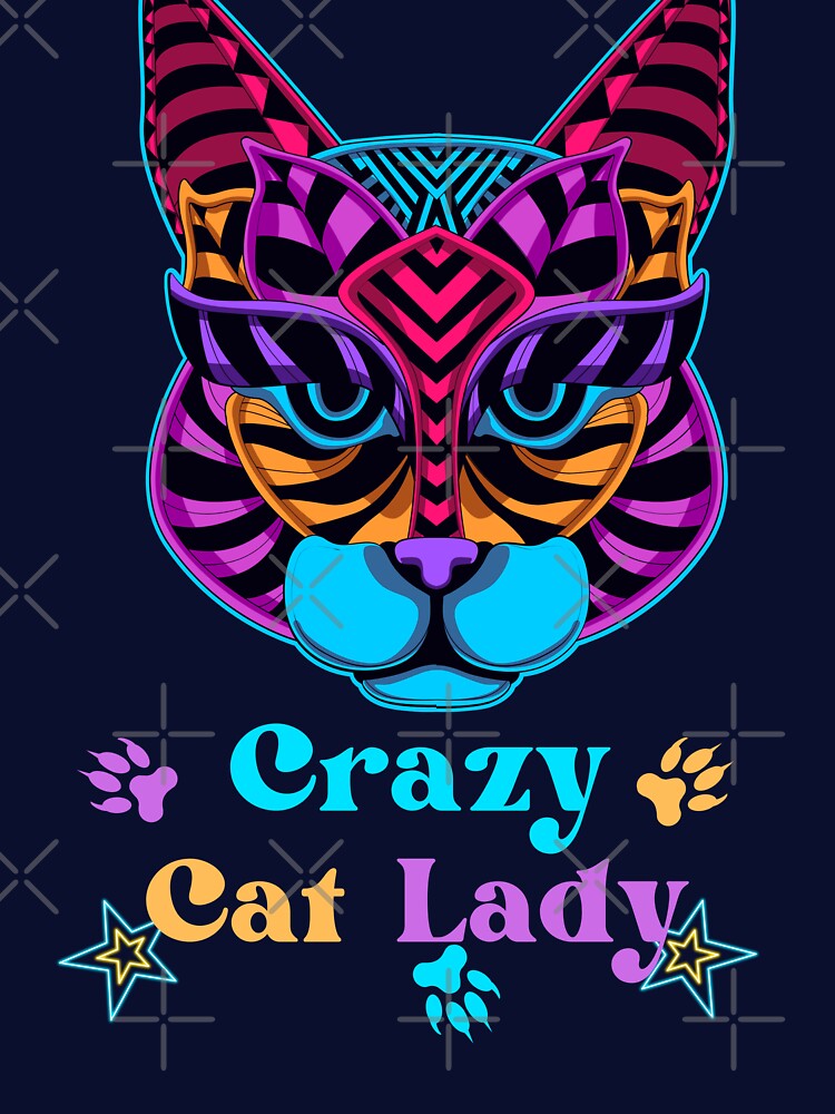 Crazy Cat Lady Illustrated Digital Design by mangaworldart