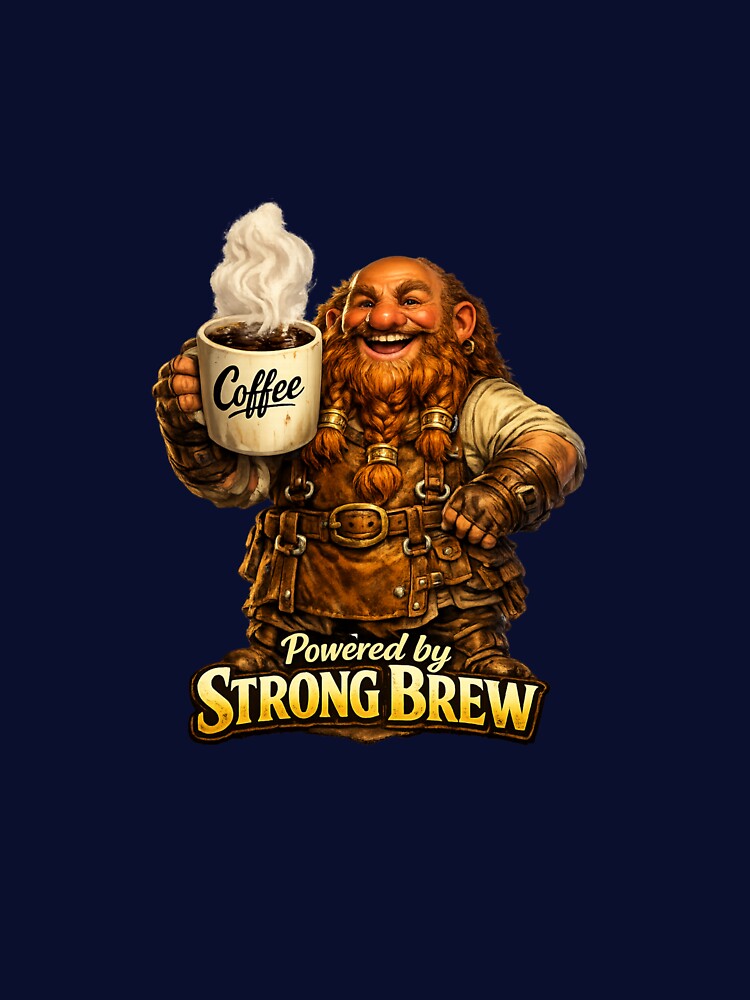 Fantasy Dwarf Coffee Lover Powered by Strong Brew by AleksKos