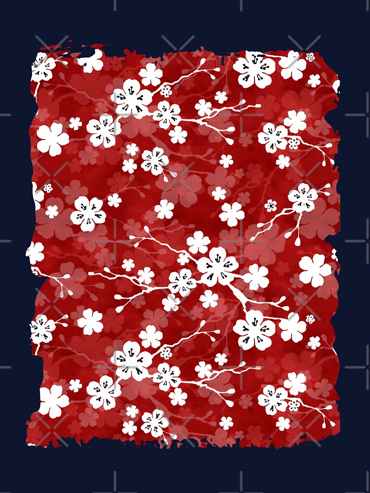 Red and white cherry blossom pattern by adenaJ