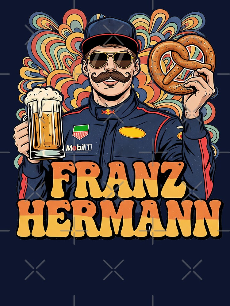 Franz Hermann F1 Parody Art - Max Verstappen Mustache Meme | German Motorsport Humor by Studio F1Grid