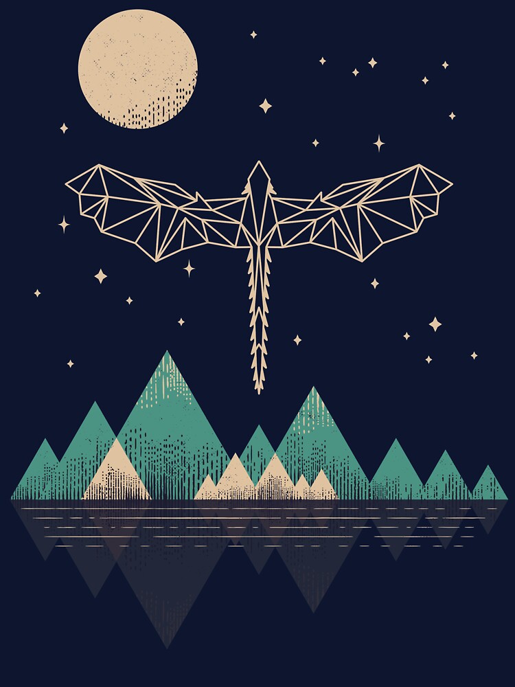 Mystic Dragon - Geometric, Dragon, Abstract, Mountains, Fantasy, Dragons by therocketman