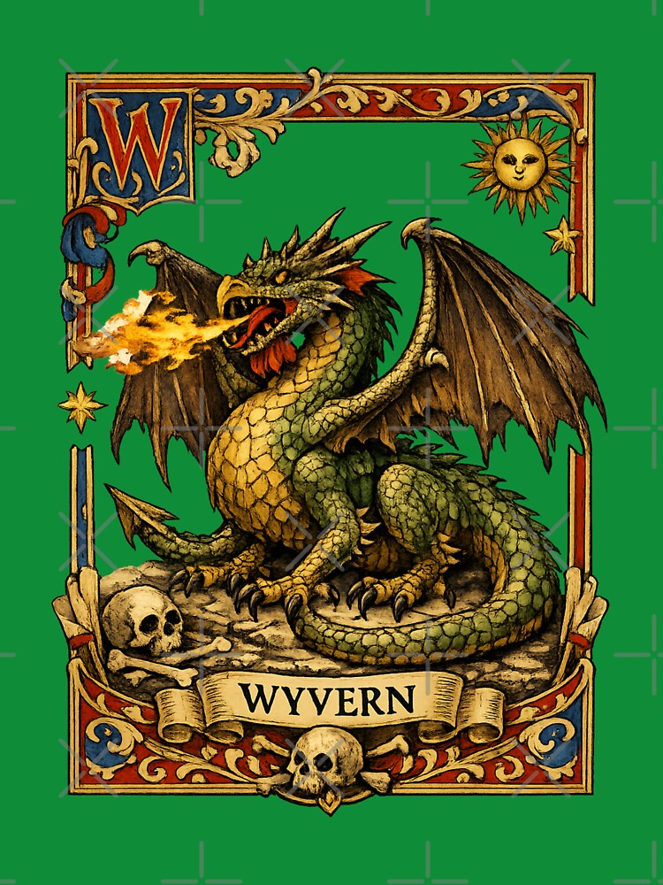 Medieval Wyvern Bestiary Illustration by ITSimagination