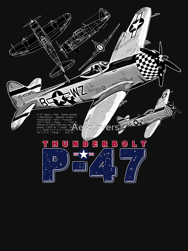 P-47 Thunderbolt Vintage Military Vintage Fighter Aircraft by Aerolovers