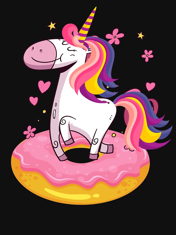 Rainbown Pastel Colors Unicorn Donut T-Shirt Funny Gift by chihai