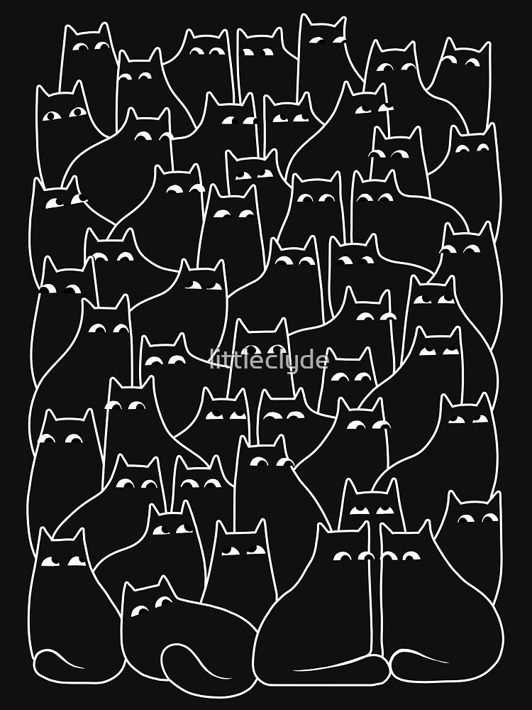 Suspicious Cats (Minimal White Linework Version) by littleclyde