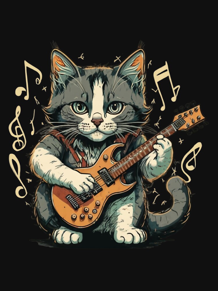 Cat Playing Guitar Rock Roll by CaPhuna