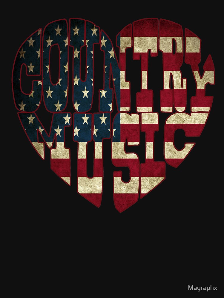 I Love America Country Music Patriotic Shirt USA Flag, I Heart America Country Music by Magraphx