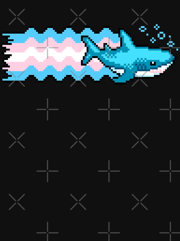 Trans Pride Shark With Transgender Flag Pixel Art by HeatherUnderground