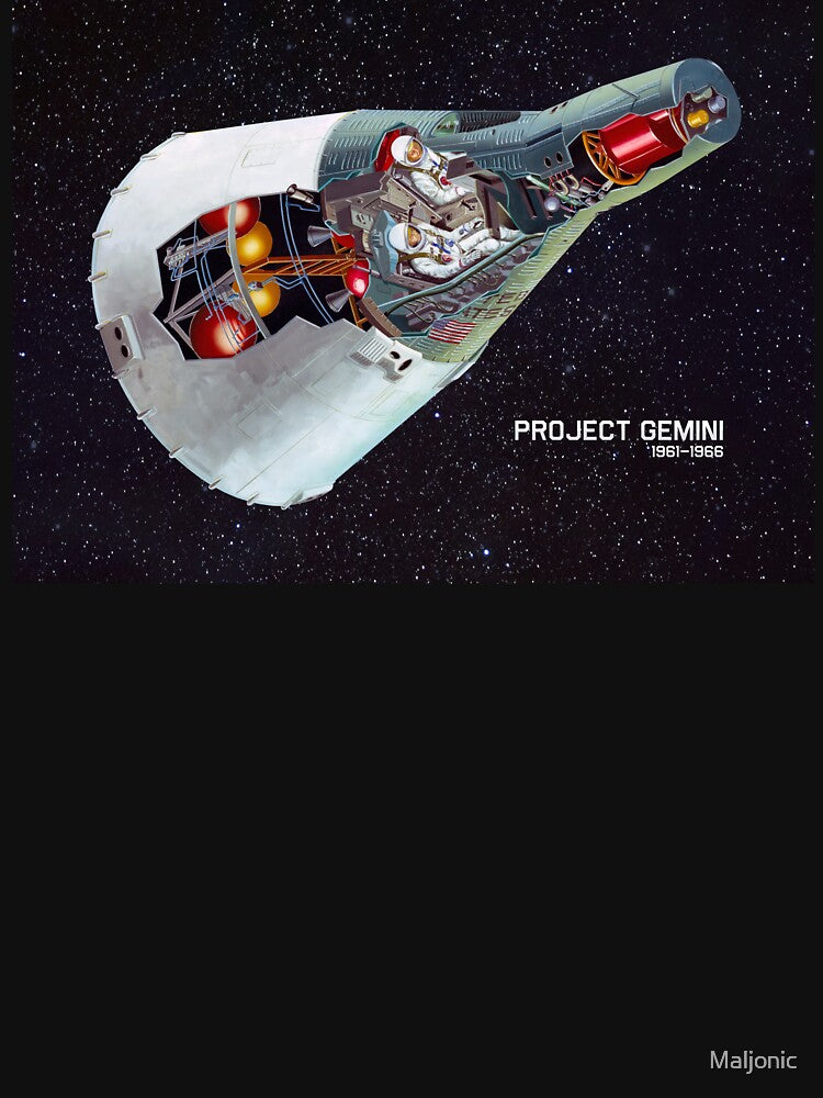 Gemini Spacecraft Retro 1960's Cutaway Spaceship Diagram by Maljonic