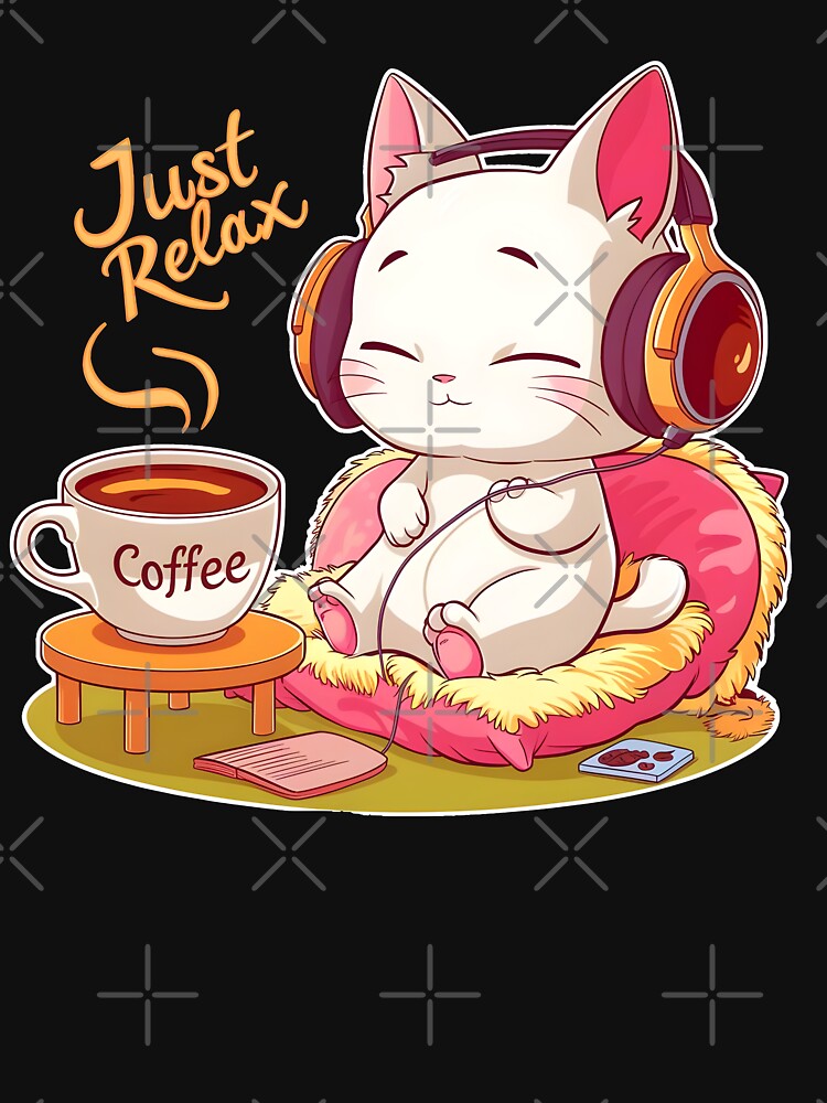 Cute Kawaii Kitty and coffee time Just relax by madevdine