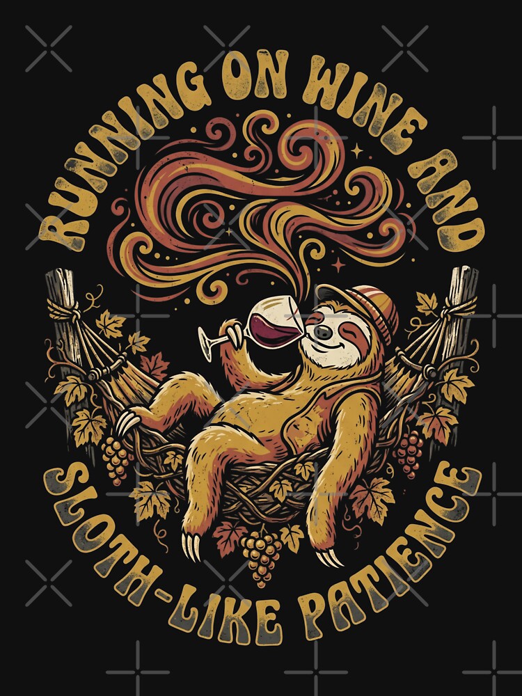 Running On Wine And Sloth Like Patience Retro Sloth Mascot by JaphstarCreatives