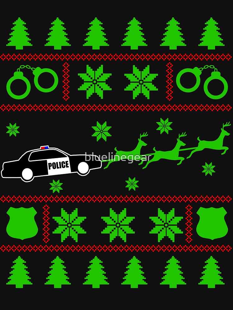 Ugly Christmas Police T-Shirt by bluelinegear