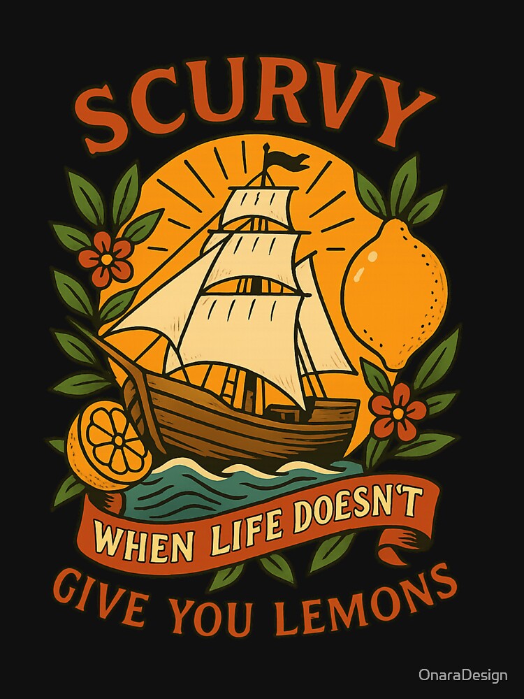 Funny Scurvy Ship, When Life Doesn’t Give You Lemons, Pirate Humor, Vintage Nautical by OnaraDesign