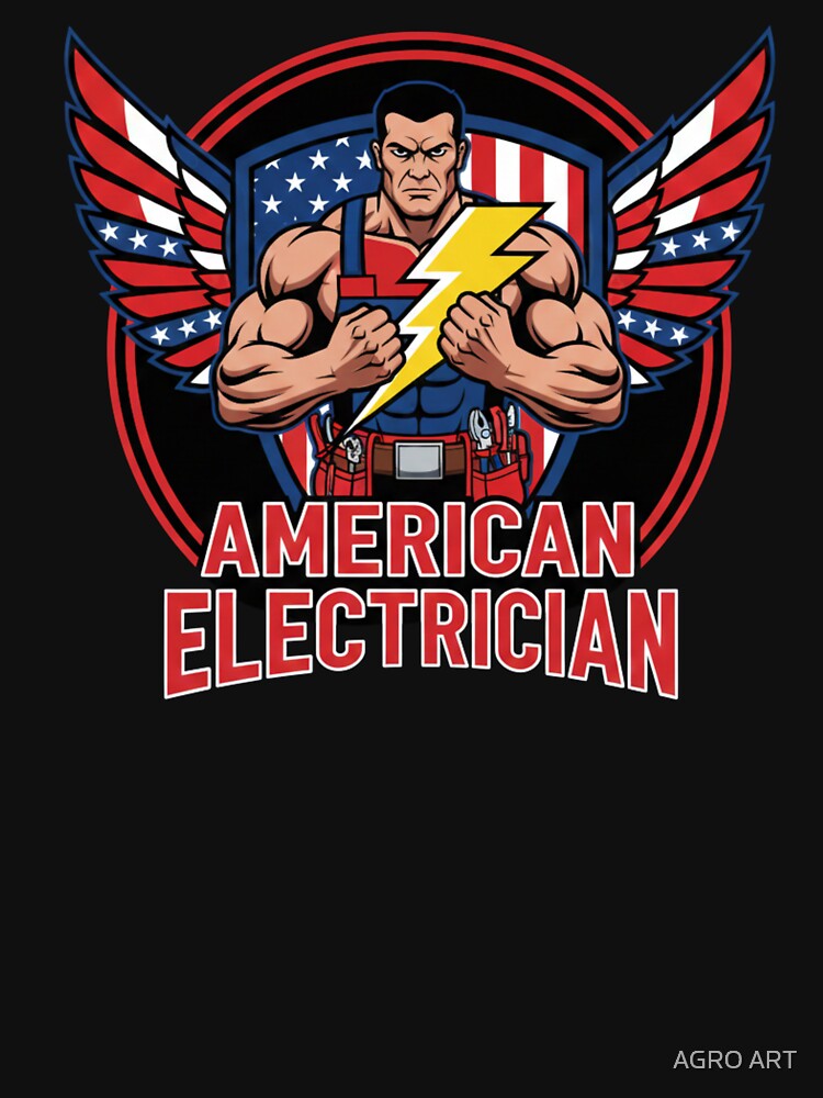 Electrician T-Shirt |  Patriotic American Electrician Badge by AGRO ART