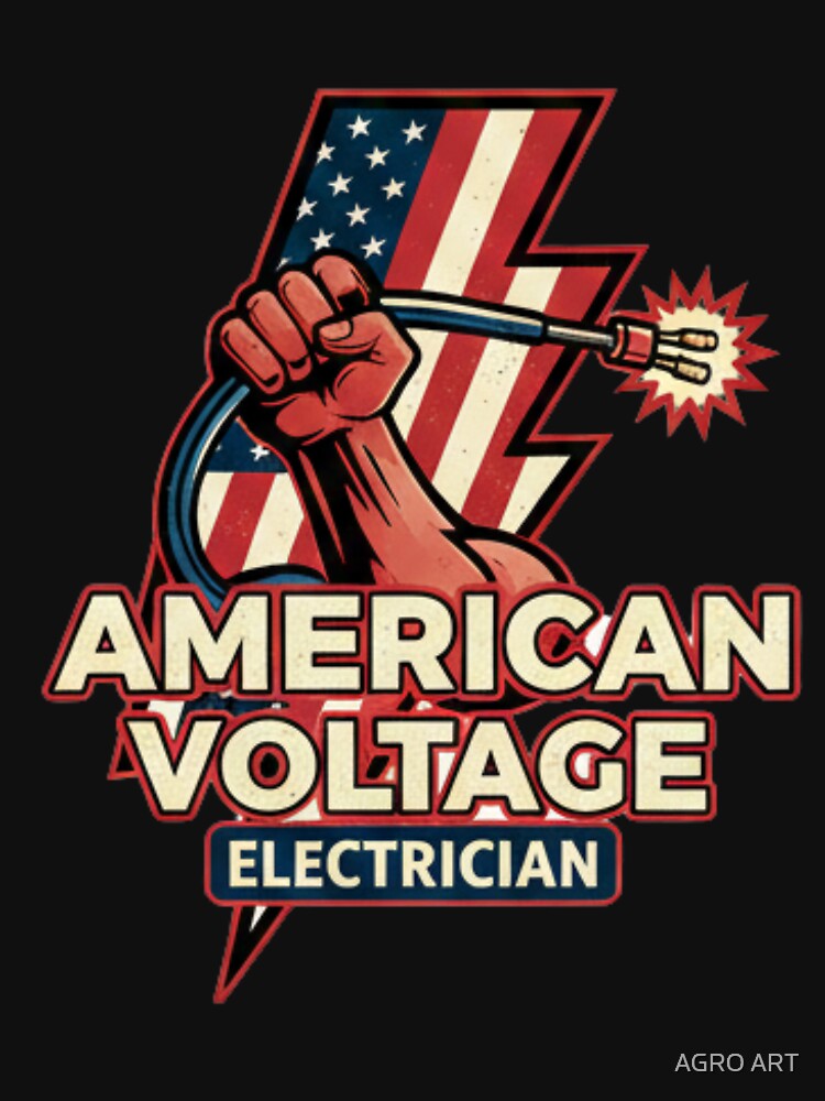 American Electrician T-Shirt |  American Voltage Electrician Logo by AGRO ART