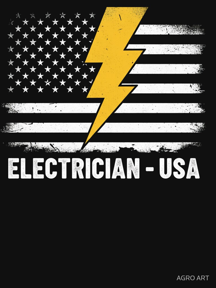 American Electrician T-Shirt | USA Electricians Map Design by AGRO ART