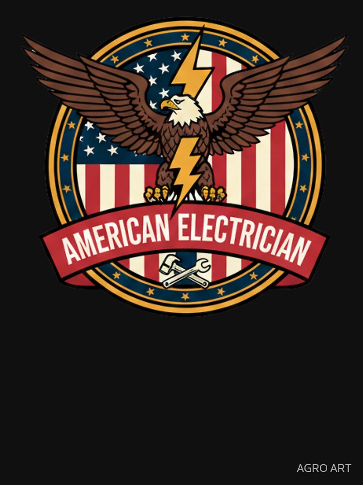 American Electrician T-Shirt |  Vintage American Electrician Shield by AGRO ART