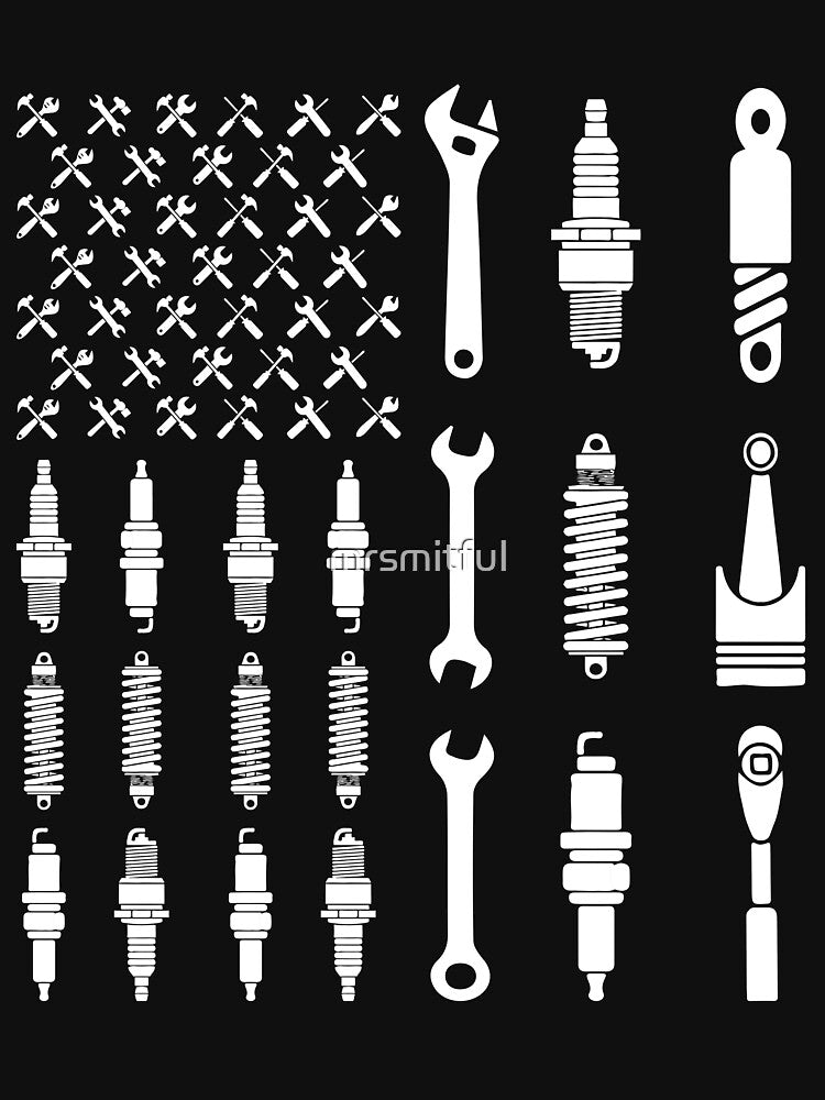 Vintage Patriotic Mechanic American Flag T-Shirt Tee Gift by mrsmitful