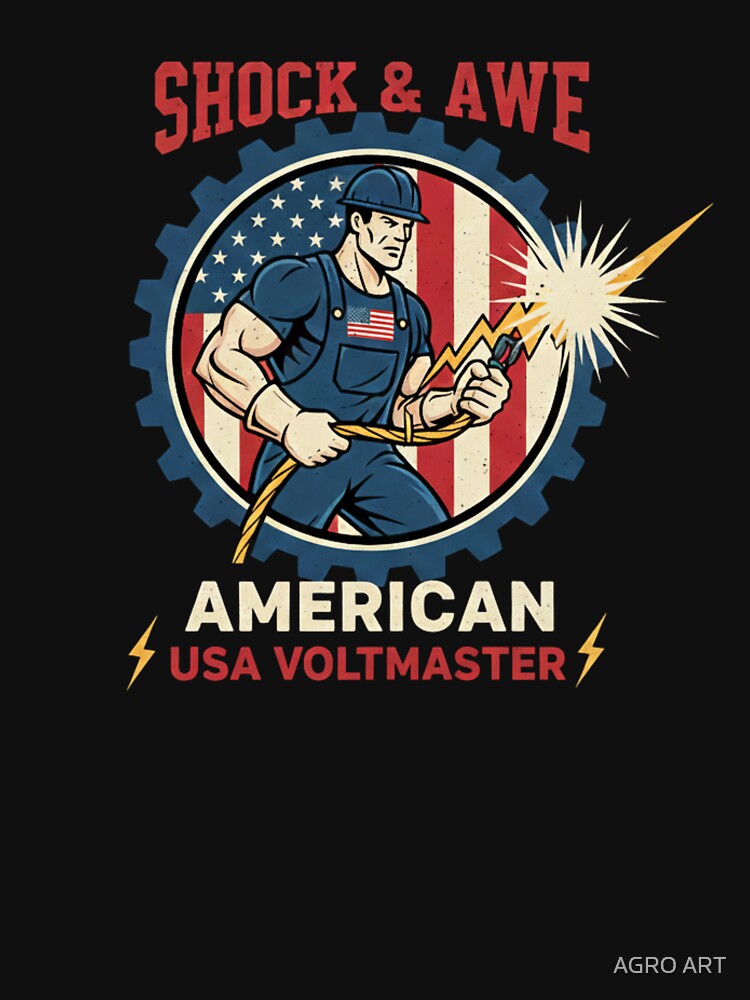 Electrician T-Shirt | Shock & Awe Electrician Patriotic Logo by AGRO ART